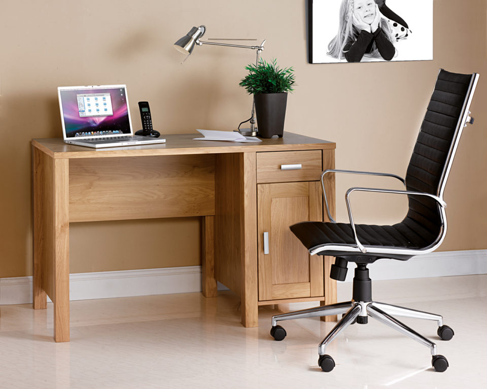 Amazon home office workstation with integrated drawer and cupboard unit - oak effect - Image 6