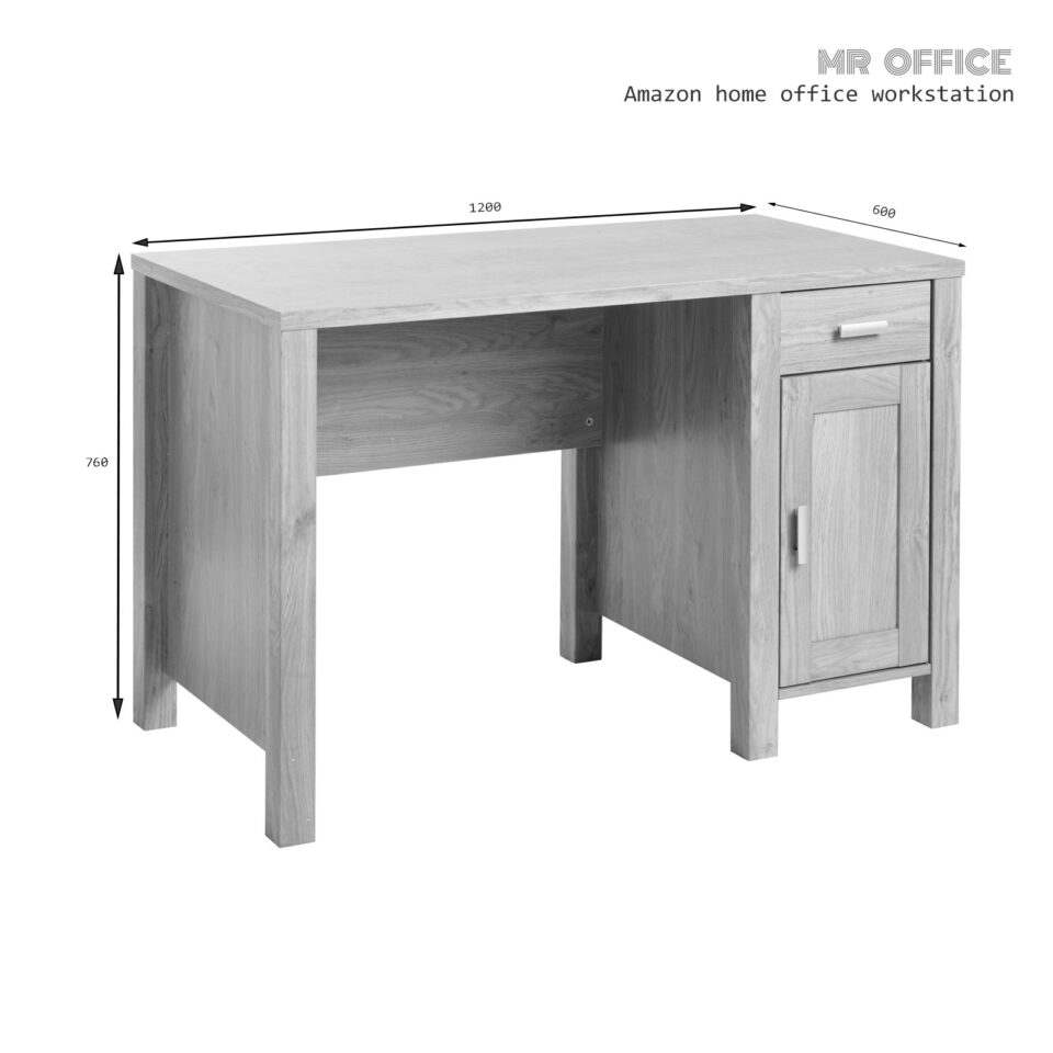 Amazon home office workstation with integrated drawer and cupboard unit - oak effect - Image 2