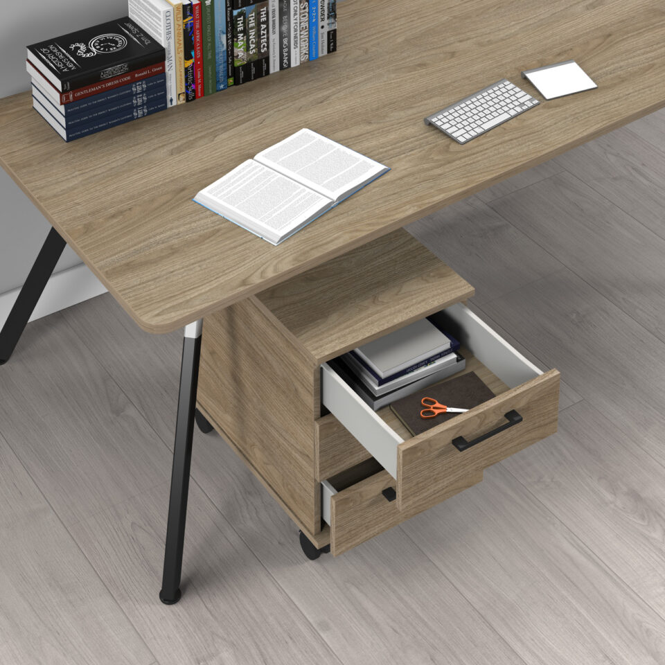 Anson executive 3 drawer mobile pedestal - Barcelona walnut - Image 2