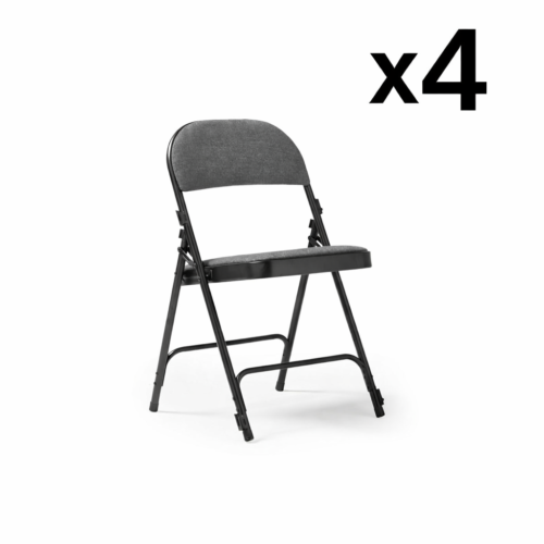 Aster steel folding chair with grey upholstered seat and back - 4 Units per box