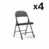 Aster steel folding chair with grey upholstered seat and back - 4 Units per box