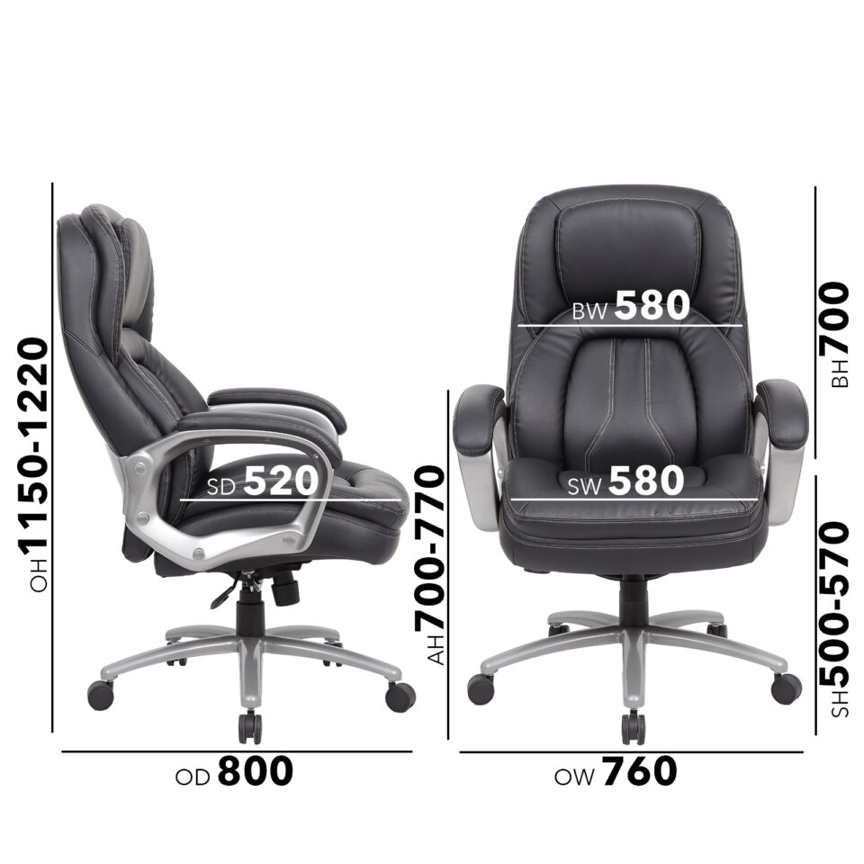Atlas bariatric executive chair - black faux leather faced - Image 4