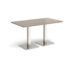 Brescia rectangular dining table with flat square brushed steel bases 800mm deep