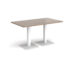 Brescia rectangular dining table with flat square white bases 800mm deep