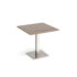 Brescia square dining table with flat square brushed steel base 800mm