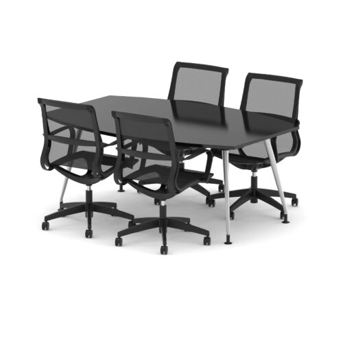 High Gloss 1800mm Writable Boardroom Table - with 4 x Lula Chairs Bundle