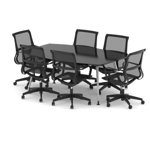 High Gloss 1800mm Writable Boardroom Table - with 6 x Lula Chairs Bundle