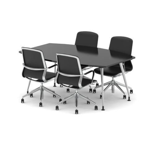 High Gloss 1800mm Writable Boardroom Table - with 4 x Lucia Chairs Bundle