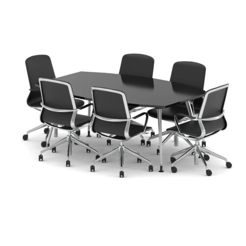 High Gloss 1800mm Writable Boardroom Table - with 6 x Lucia Chairs Bundle