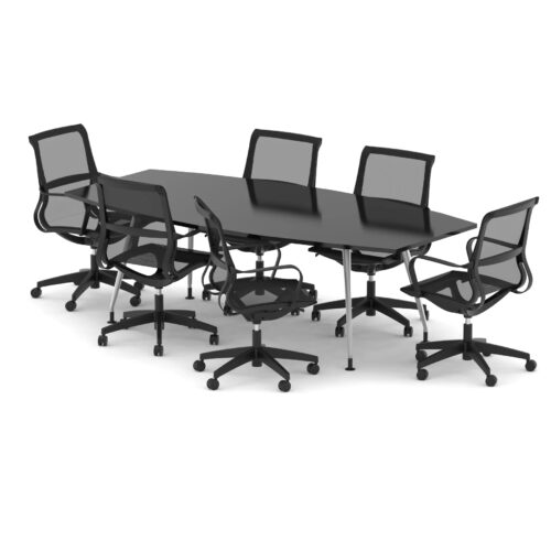 High Gloss 2400mm Writable Boardroom Table - with 6 x Lula Chairs Bundle