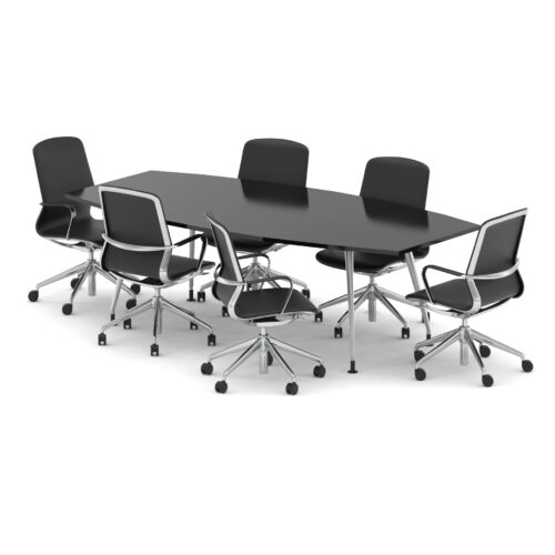 High Gloss 2400mm Writable Boardroom Table - with 6 x Lucia Chairs Bundle