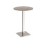 Brescia circular poseur table with flat square brushed steel base 800mm