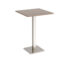 Brescia square poseur table with flat square brushed steel base 800mm