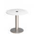 Monza circular dining table 800mm in white with central circular cutout and Ion power module bundle