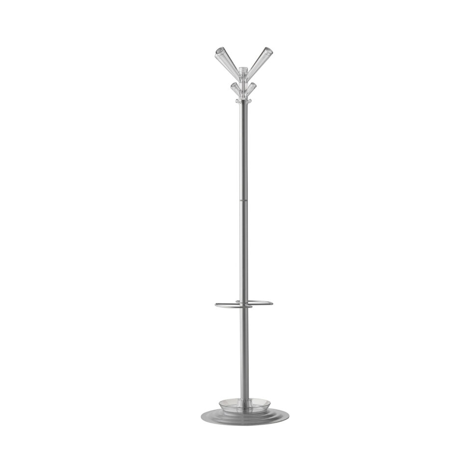 Callisto coat stand with 4 coat hooks and 4 umbrella hooks - Grey & transparent - Image 2