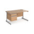 Contract 25 straight desk with 2 drawer pedestal and silver cantilever leg 800mm deep