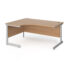 Contract 25 left hand ergonomic desk with silver cantilever leg