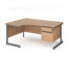 Contract 25 left hand ergonomic desk with 2 drawer pedestal and graphite cantilever leg