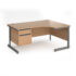 Contract 25 right hand ergonomic desk with 2 drawer pedestal and graphite cantilever leg