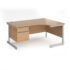 Contract 25 right hand ergonomic desk with 2 drawer pedestal and silver cantilever leg