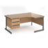 Contract 25 right hand ergonomic desk with 3 drawer pedestal and graphite cantilever leg