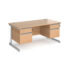 Contract 25 straight desk with 2 and 2 drawer pedestals and silver cantilever leg 800mm deep