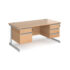 Contract 25 straight desk with 2 and 3 drawer pedestals and silver cantilever leg 800mm deep