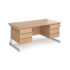 Contract 25 straight desk with 3 and 3 drawer pedestals and silver cantilever leg 800mm deep