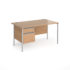 Contract 25 straight desk with 2 drawer pedestal and silver H-Frame leg 800mm deep