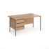 Contract 25 straight desk with 3 drawer pedestal and graphite H-Frame leg 800mm deep