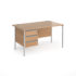 Contract 25 straight desk with 3 drawer pedestal and silver H-Frame leg 800mm deep