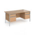 Contract 25 straight desk with 2 x two drawer fixed pedestals and silver H-Frame leg 800mm deep