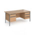 Contract 25 straight desk with 2 and 3 drawer fixed pedestals and graphite H-Frame leg 800mm deep