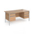 Contract 25 straight desk with 2 and 3 drawer fixed pedestals and silver H-Frame leg 800mm deep