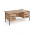 Contract 25 straight desk with 2 x 3 drawer fixed pedestals and graphite H-Frame leg 800mm deep