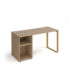 Cairo straight desk 600mm deep with sleigh frame leg and support pedestal - brass frame