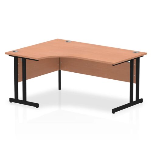 Impulse Left Crescent Desk, Black Cantilever Leg