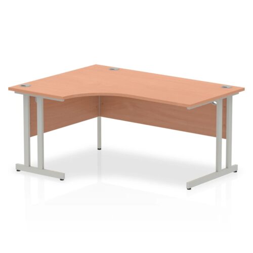 Impulse Left Crescent Desk, Silver Cantilever Leg