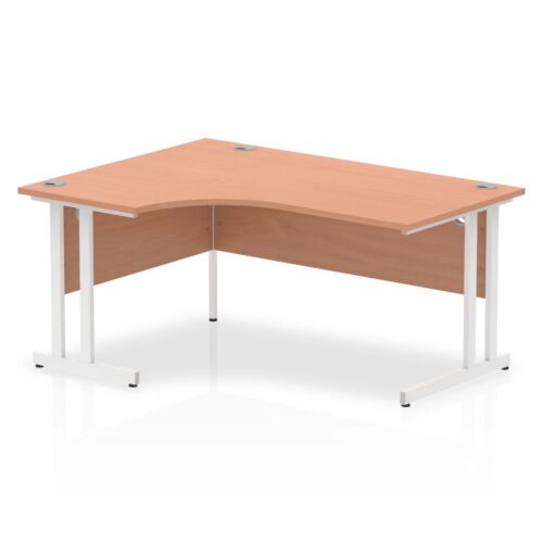 Impulse Left Crescent Desk, White Cantilever Leg