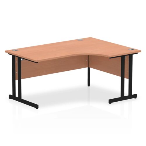 Impulse Right Crescent Desk, Black Cantilever Leg