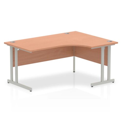 Impulse Right Crescent Desk, Silver Cantilever Leg