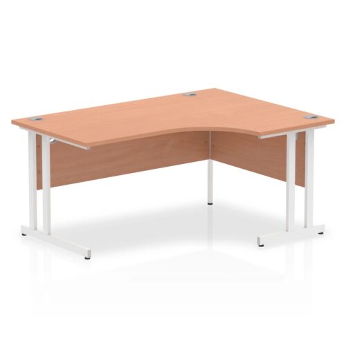 Impulse Right Crescent Desk, White Cantilever Leg