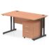 Impulse Straight Desk, Black Cantilever Leg - With 2 Drawer Mobile Pedestal