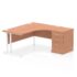 Impulse Right Crescent Desk, White Cantilever Leg Workstation - with 600mm pedestal