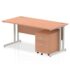 Impulse Straight Desk, Silver Cantilever Leg - With 2 Drawer Mobile Pedestal