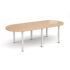 Radial end meeting table with 6 radial legs - white legs