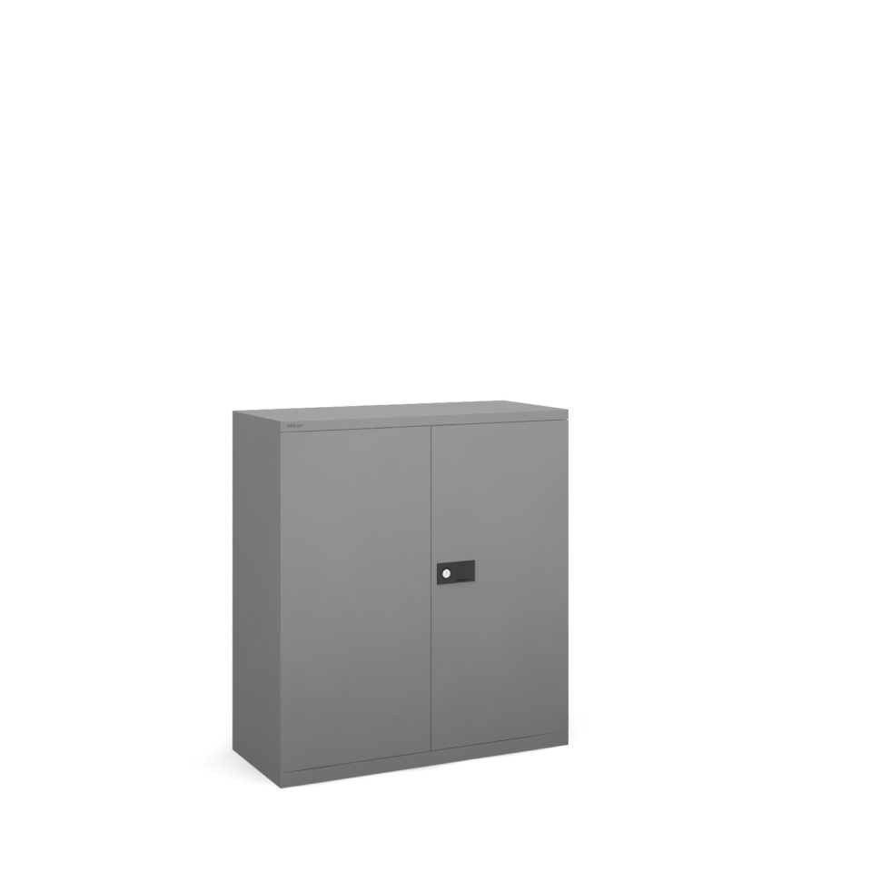 Steel contract cupboard with 1 shelf 1000mm high - goose grey