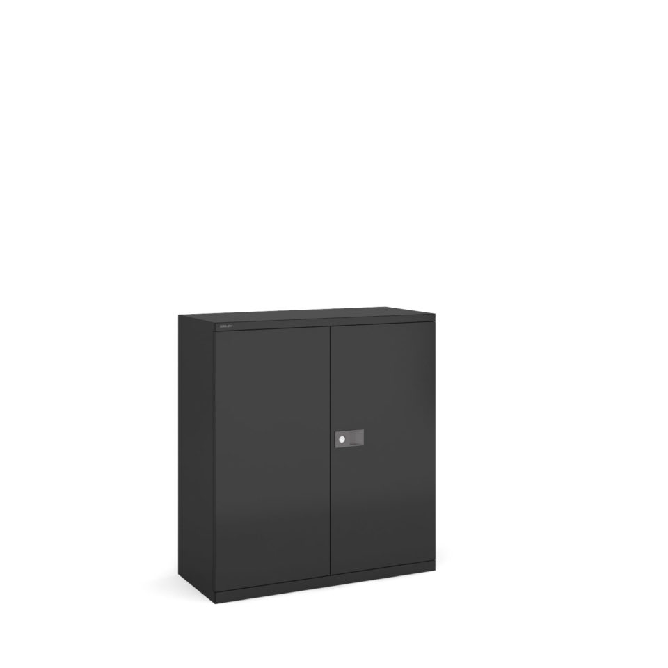 Steel contract cupboard with 1 shelf 1000mm high - black