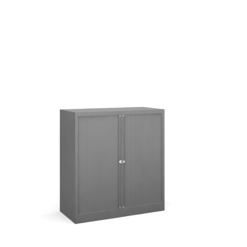 Steel low tambour cupboard 1000mm high - goose grey