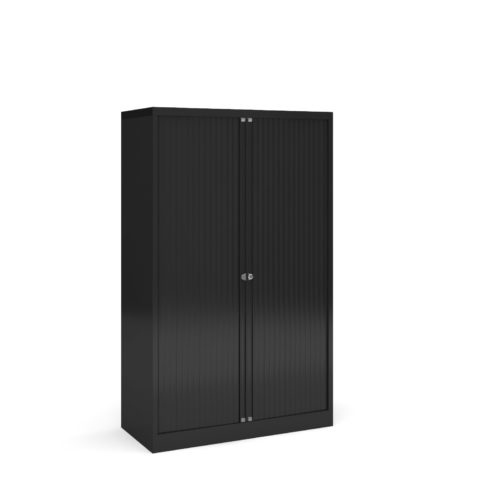 Steel medium tambour cupboard 1570mm high - black